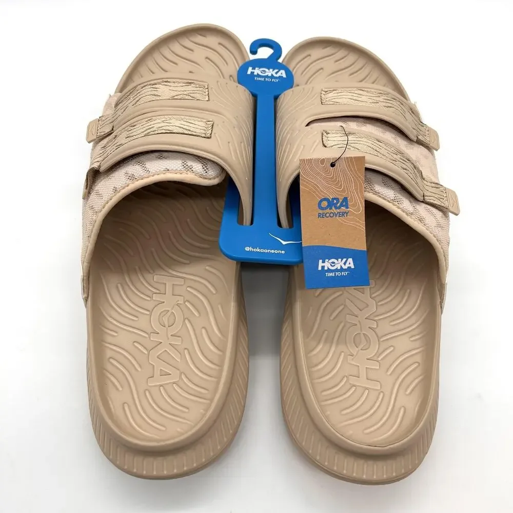 New HOKA Ora Luxe Sandals Mens 14 Shifting Sand Dune Recovery Slides 1134150
